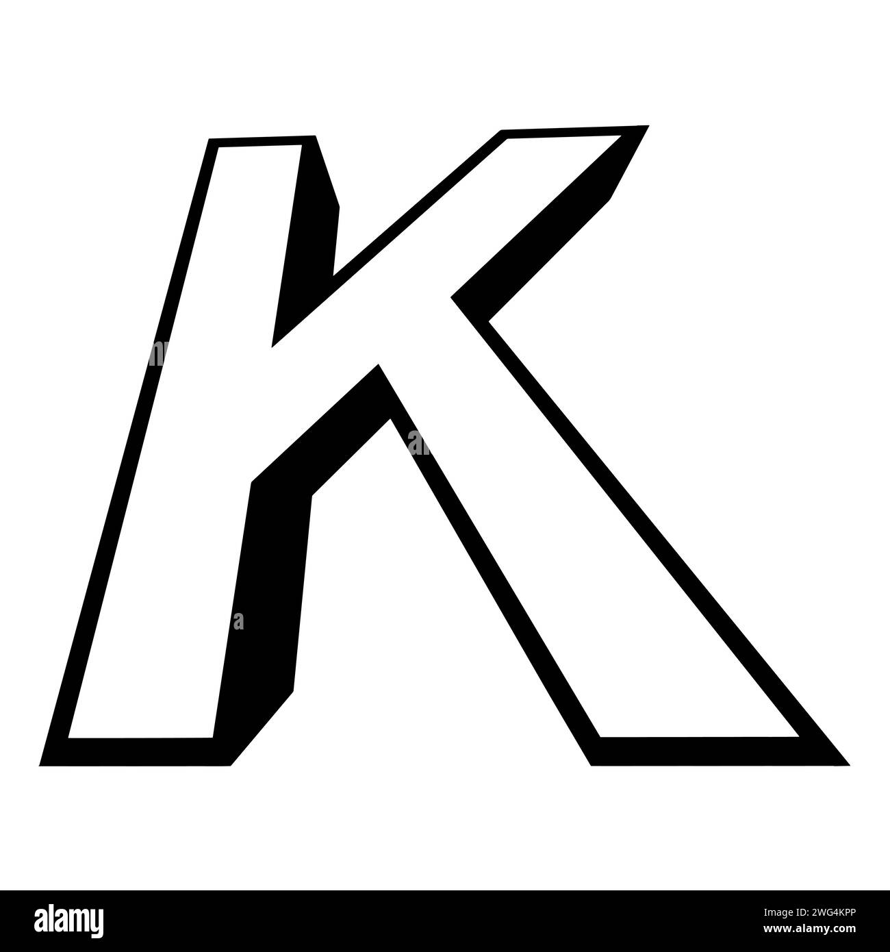 Lettera del logo k, lettera del carattere sottile alta k altezza della prospettiva Illustrazione Vettoriale