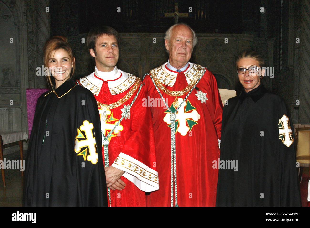 La famiglia Savoia, il principe Vittorio Emanuele, il principe Emanuele Filiberto, la principessa Marina e la principessa Clotilde partecipano alla cerimonia per commemorare gli ultimi monarchi italiani della famiglia Savoia, re Umberto II e la regina Maria Jose, tenutasi presso l'Abbazia di Hautecombe, vicino a Chambery, in Francia il 18 marzo 2007. Foto Marco Piovanotto/ABACAPRESS.COM Foto Stock