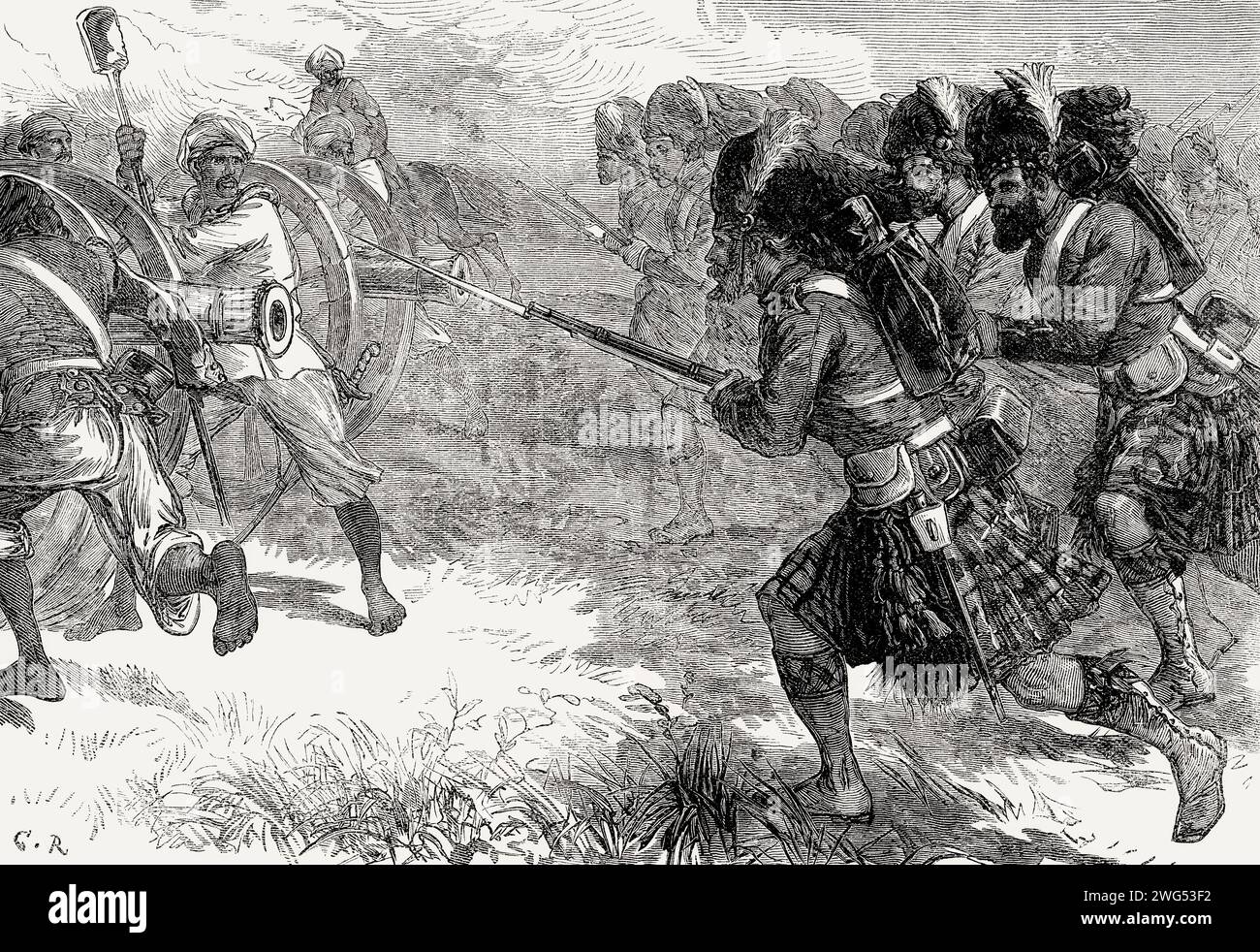 L'assedio di Cawnpore o Kanpur, ribellione indiana del 1857 Foto Stock