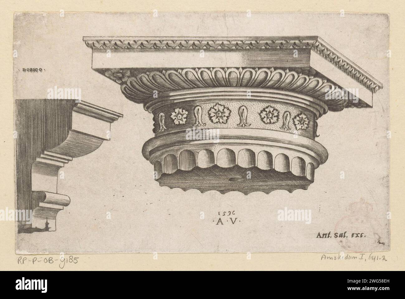 Dorisch Kapiteeel, 1536 stampa numerata: 2. Tipografia: Italyafter proprio design di: Italypublisher: Roma capitale dell'incisione su carta ( colonna, pilastro) Foto Stock