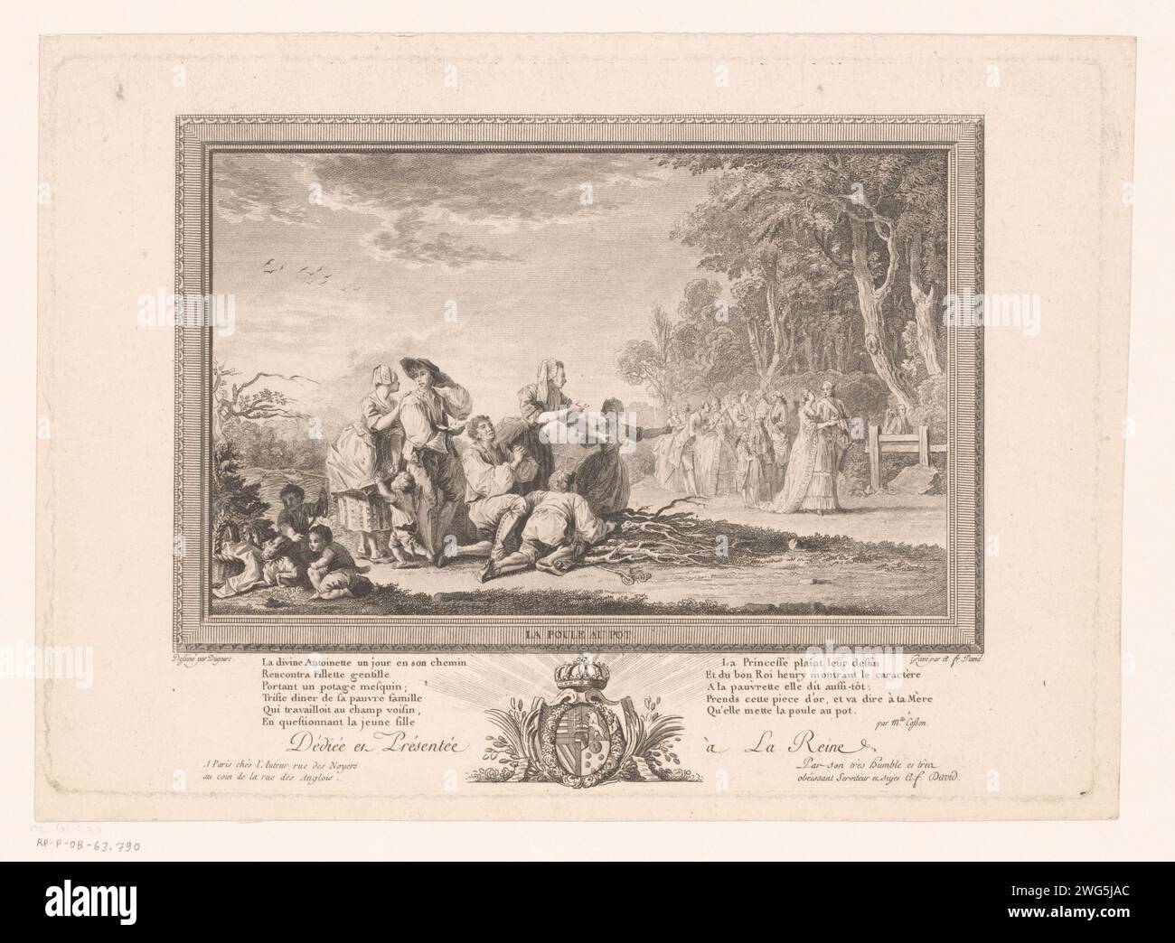 BEGING SI FERMA SUL PRESENTE DEL ROYAL STOT, Francesco Anne DAVID, dopo Jean Démosthène Dugourc, 1759 - 1793 tipografia: Francepublisher: Paris paper etching feeding the Hungry, 'esuriens cibatur'  uno dei (sette) atti di Misericordia Foto Stock