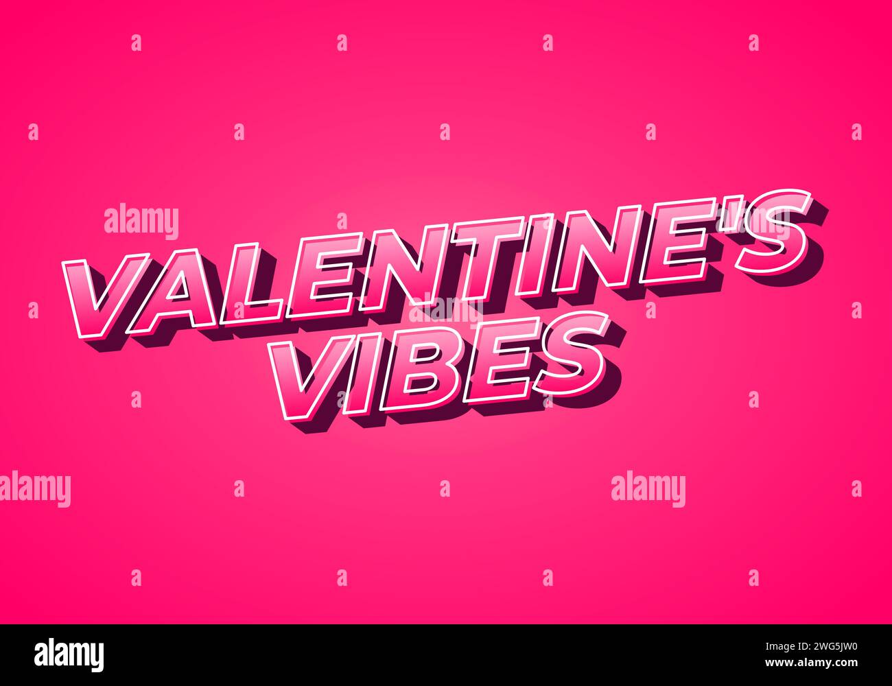 Le vibrazioni di San Valentino. Progettazione di effetti di testo in aspetto 3D. Colore rosa sfumato Illustrazione Vettoriale
