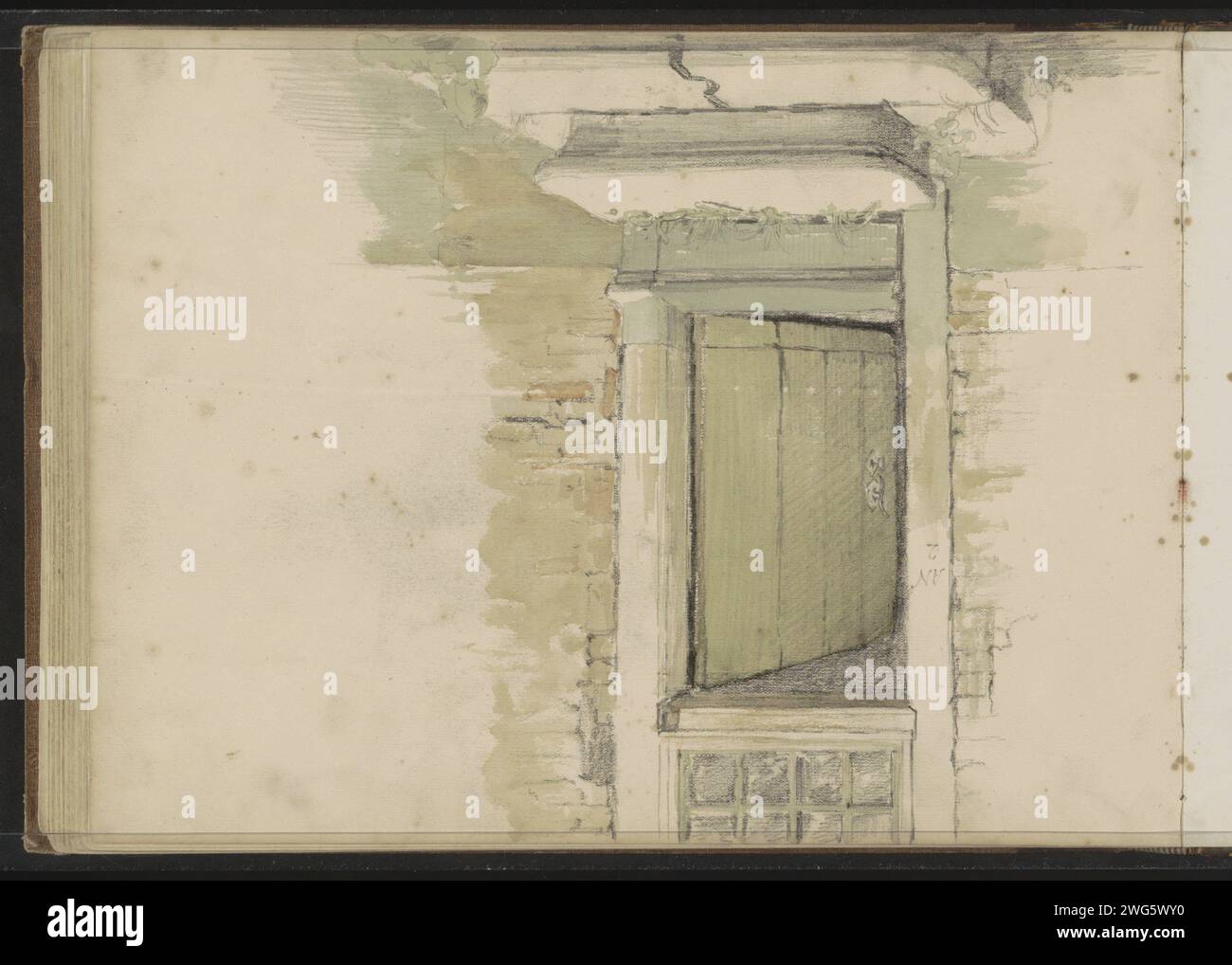 Sportello anteriore, 1859 - 1864 pagina 73 verso da un quaderno di 77 fogli. carta. matita. gradini anteriori della spazzola per acquerello (vernice). aprire la porta Foto Stock