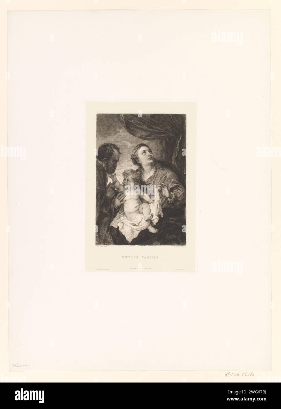 Famiglia Heilige, William Unger, dopo Anthony Van Dyck, 1861 - 1889 stampa carta viennese. Incidere la Sacra famiglia e le rappresentazioni derivate Foto Stock
