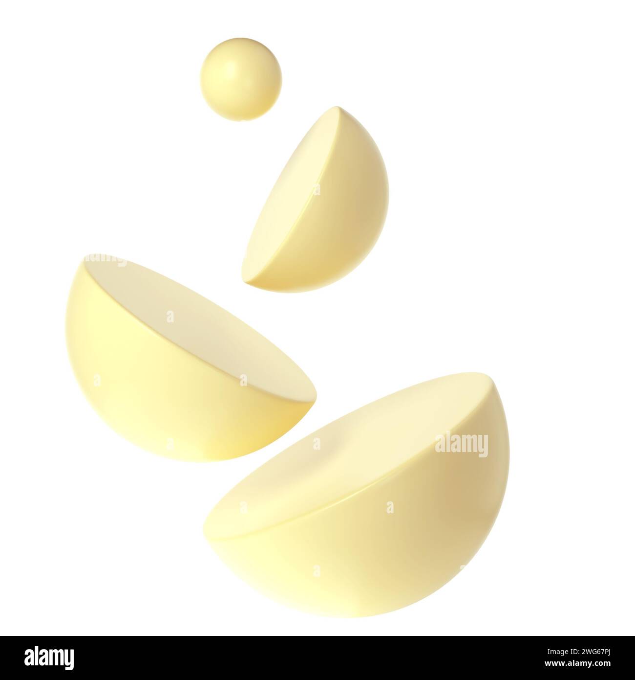geometria artistica pastello giallo 3d forme bauhaus in stile morfismo lucido. Elemento estetico astratto ed elegante del design Foto Stock