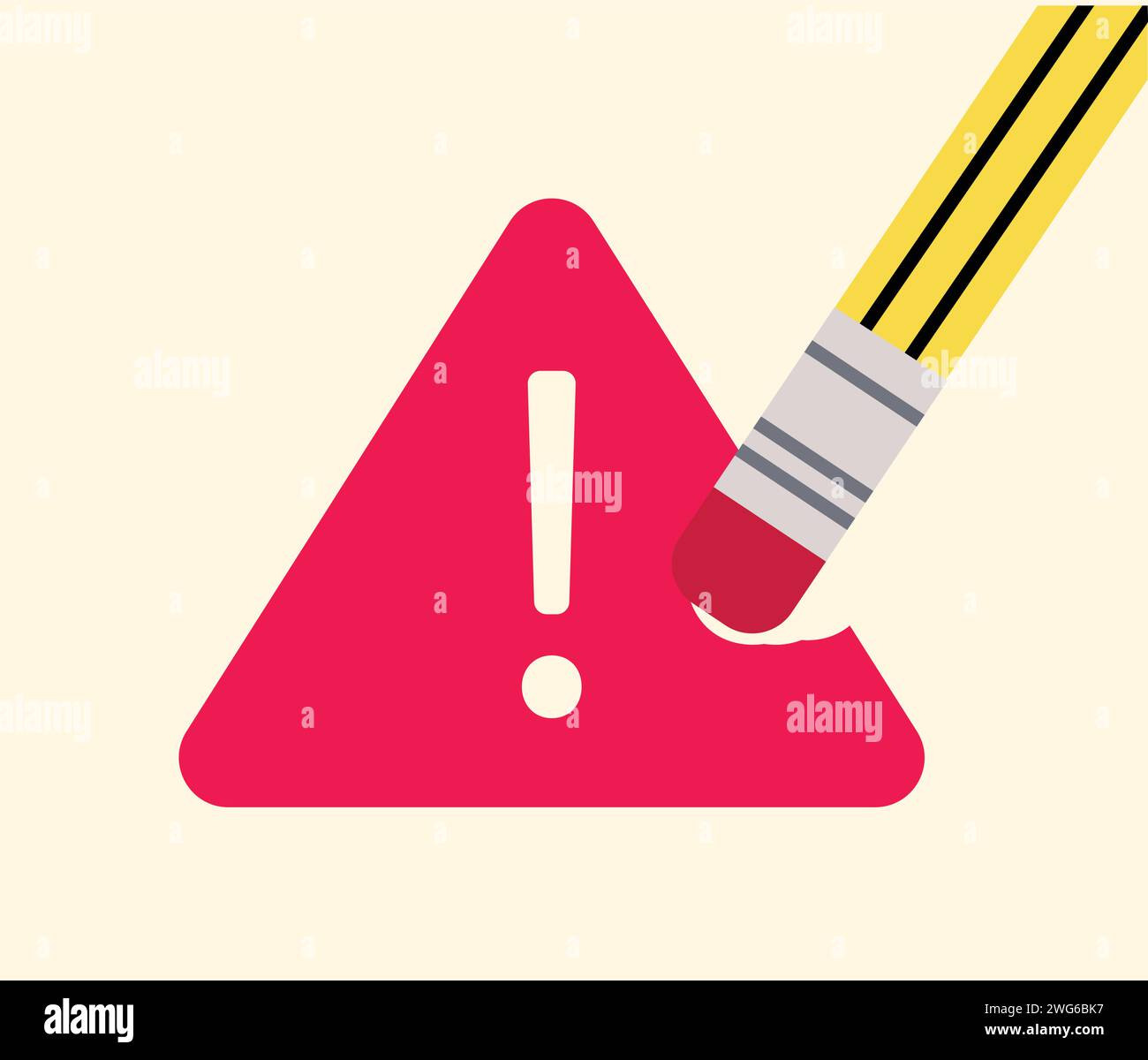 Illustrazione dell'icona di avvertenza o errore di rimozione e cancellazione Illustrazione Vettoriale