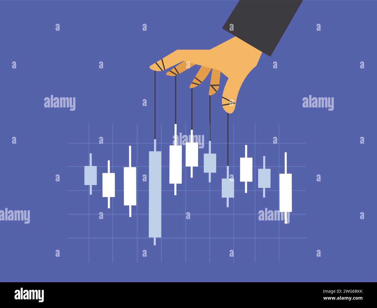 Illustrazione della manipolazione delle tendenze azionarie o dei mercati finanziari Illustrazione Vettoriale