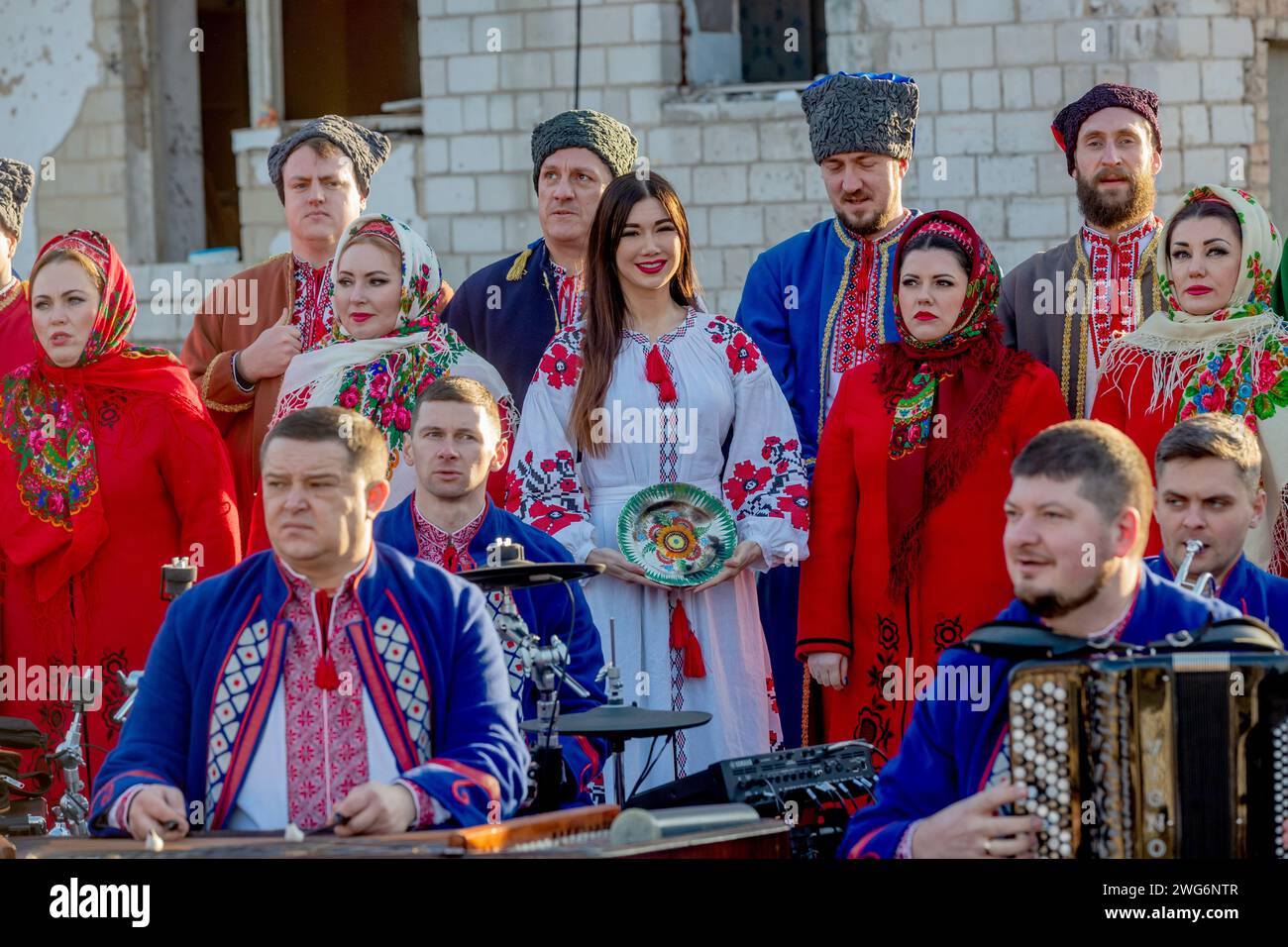 Non esclusiva: BORODIANKA, UCRAINA - 31 GENNAIO 2024 - Consigliere del Ministro della Cultura e della politica dell'informazione dell'Ucraina, Miss Universo 2018, pres Foto Stock