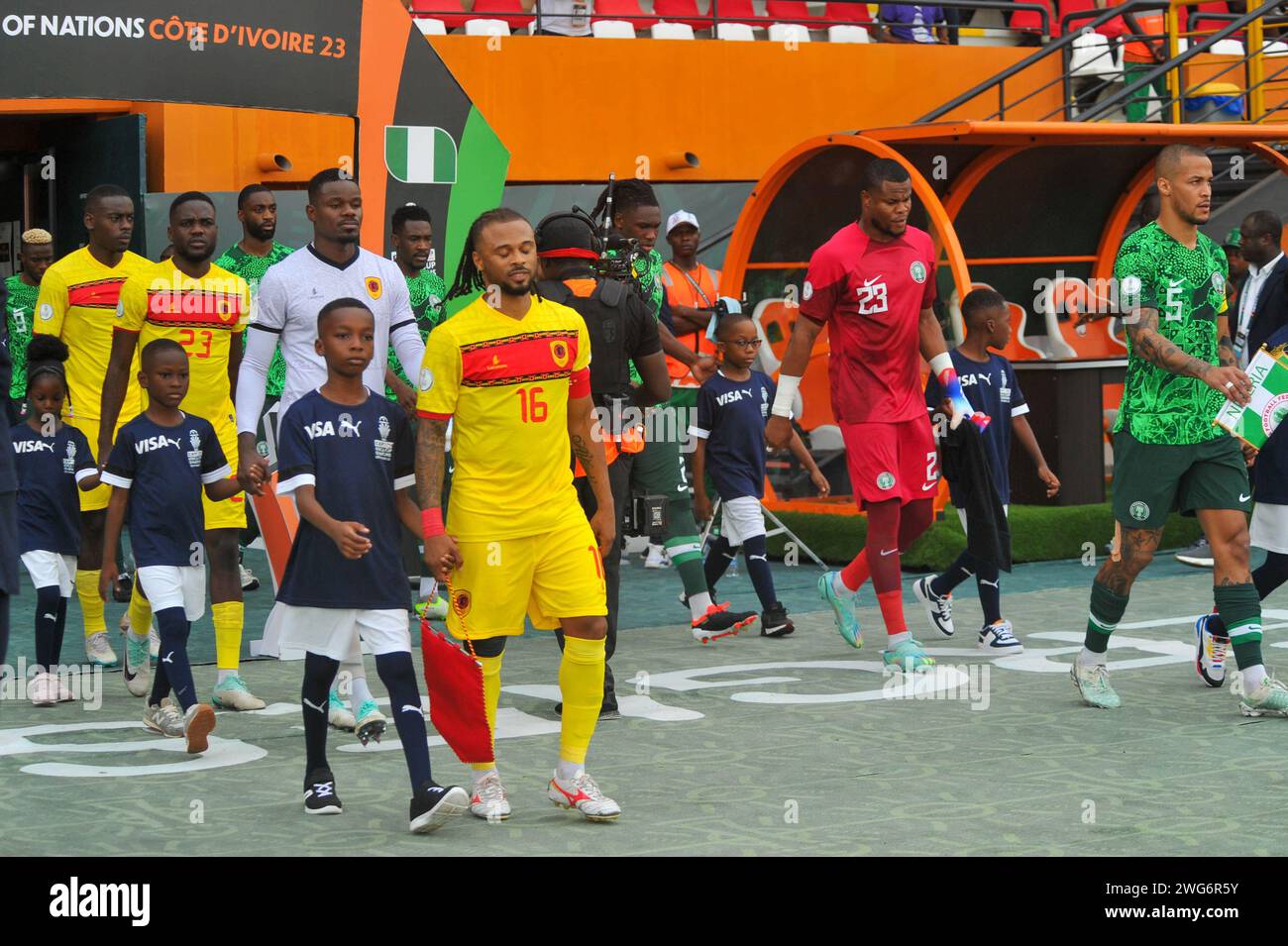 ABIDJAN, COSTA d'Avorio - 2 FEBBRAIO; Nigeria e Angola durante la partita TotalEnergies Caf Africa Cup of Nations (Afcon 2023) tra Nigeria e Ang Foto Stock