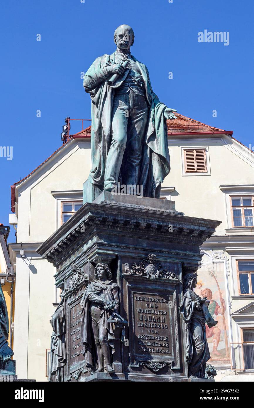 Arciduca Johann Brunnen, Monumento, Graz, Stiria, Austria Foto Stock