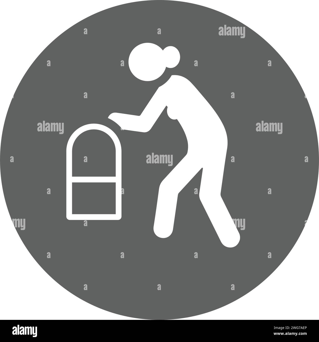 Icona della vecchiaia che cammina con il bastone: Design ben organizzato per scopi commerciali, supporti di stampa, Web o qualsiasi tipo di progetto. Illustrazione Vettoriale