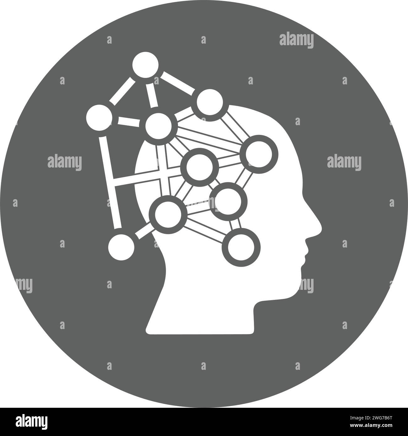 Icona neuron Connections con testa: Ideale per la progettazione e lo sviluppo di siti Web, file stampati e presentazioni, materiali promozionali, Illus Illustrazione Vettoriale