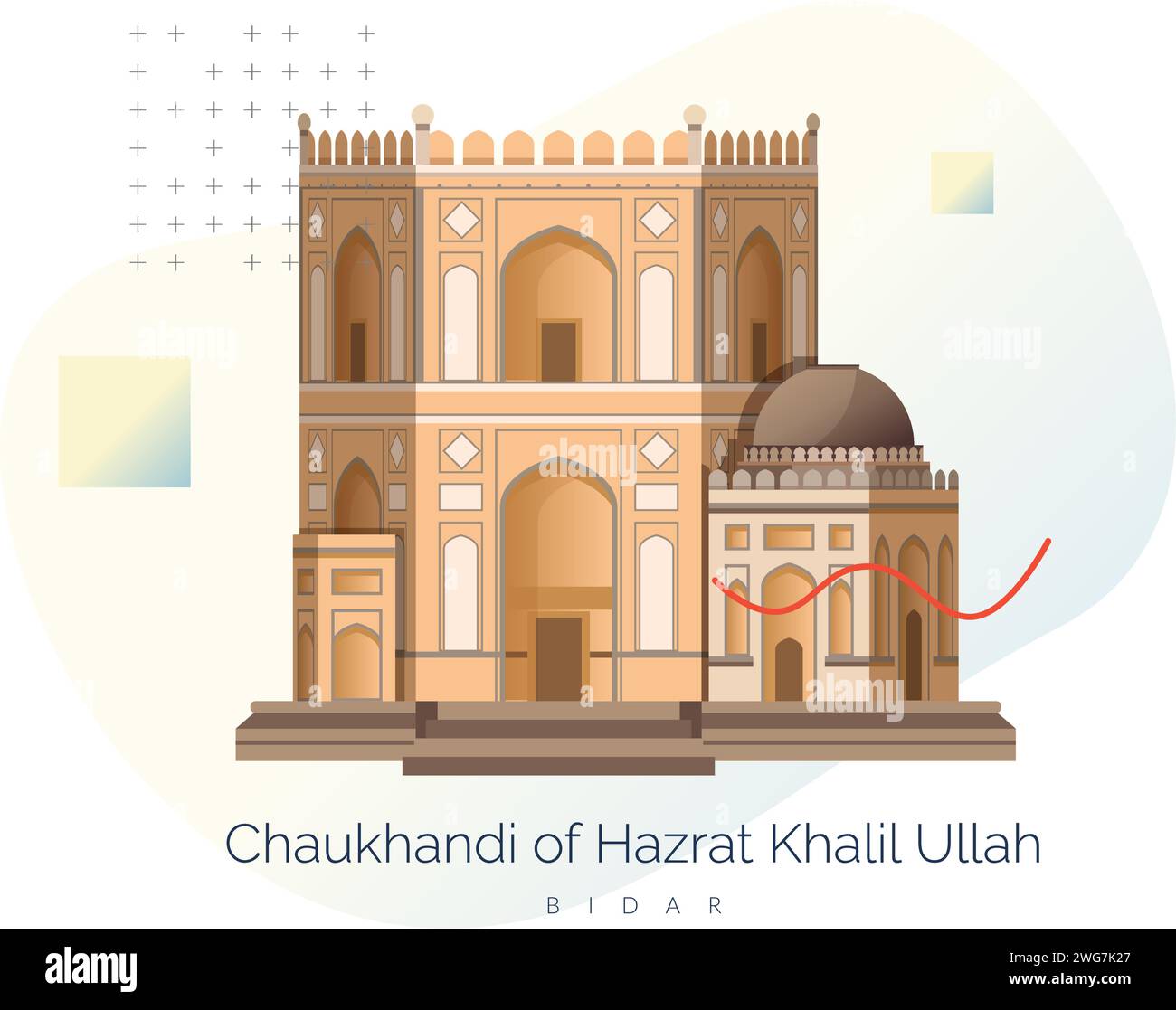 Tomb - Chaukhandi di Hazrat Khalil Ullah - Bidar - Stock Illustration as EPS 10 file Illustrazione Vettoriale