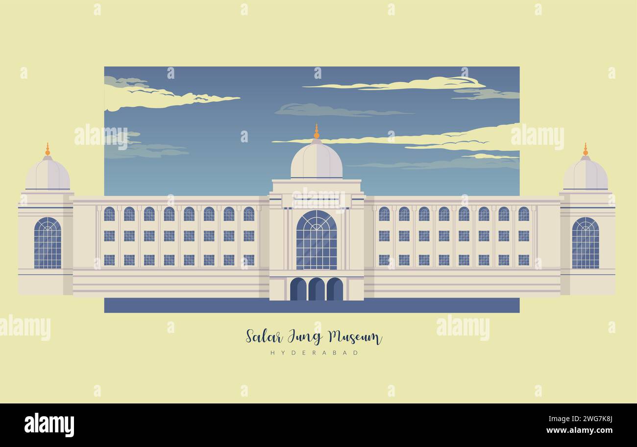 Salar Jung Museum - Hyderabad, Telangana - Stock Illustration as EPS 10 file Illustrazione Vettoriale