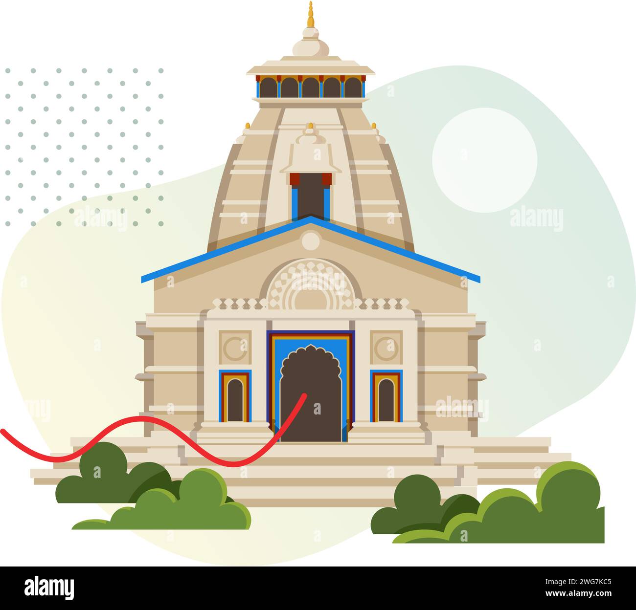 Tempio di Kedarnath, Jyotirlingas - Uttarakhand - Stock Illustration as EPS 10 file Illustrazione Vettoriale