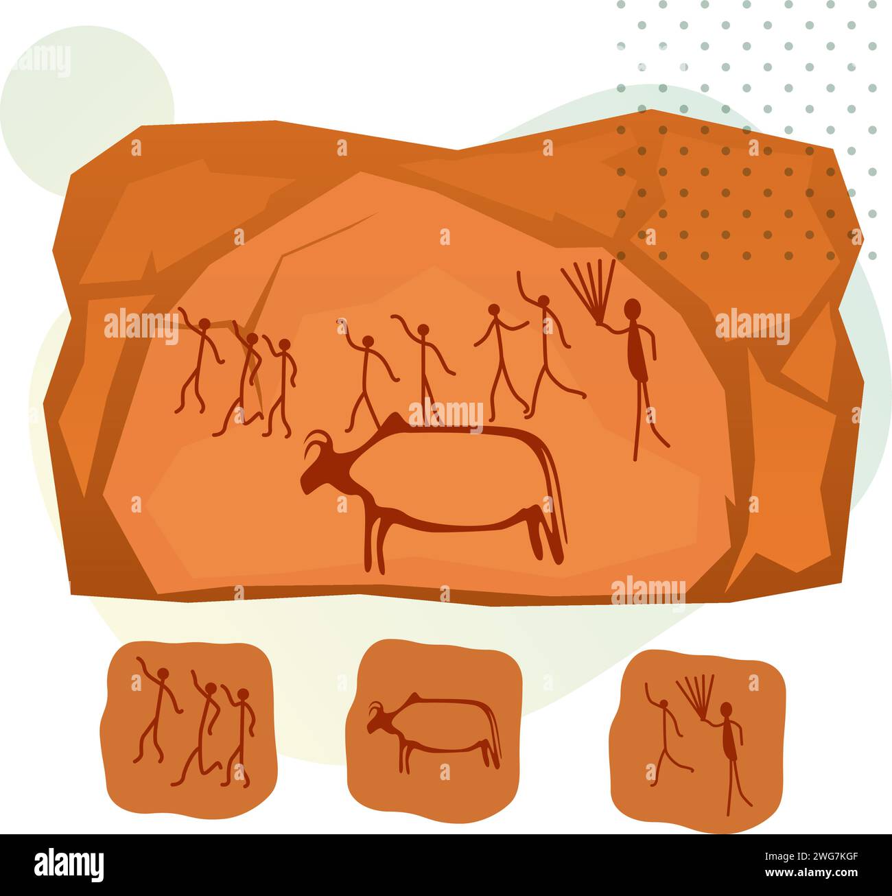 Bhimbetka Rock Shelters - Cave Paiting Symbols - Madhya Pradesh - Stock Illustration AS EPS 10 file Illustrazione Vettoriale