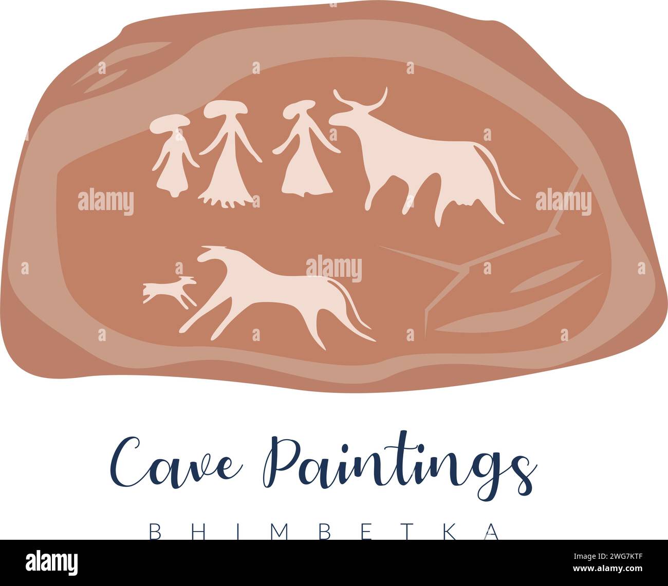 Bhimbetka Rock Shelters - Cave Paiting Symbols - Madhya Pradesh - Stock Illustration AS EPS 10 file Illustrazione Vettoriale