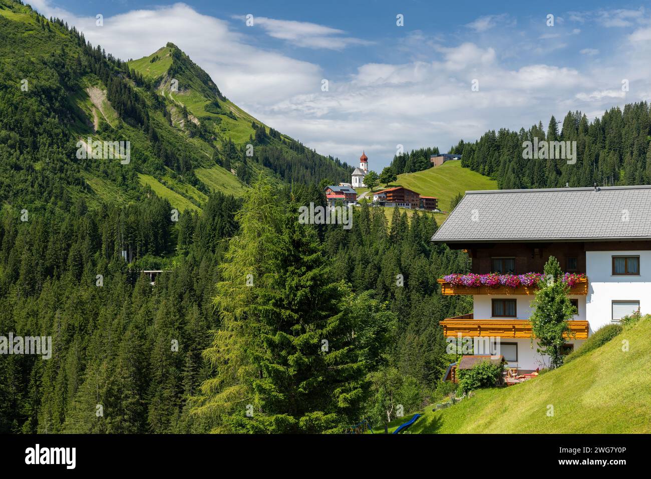 Antoniuskapelle vicino a Bach e Dorf, distretto di Reutte, Tirolo, Austria Foto Stock