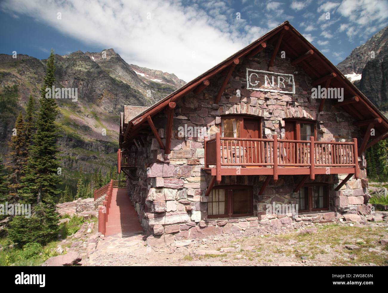 Sperry Chalet costruito dalla Great Northern Railway nel Glacier National Park, Montana Foto Stock