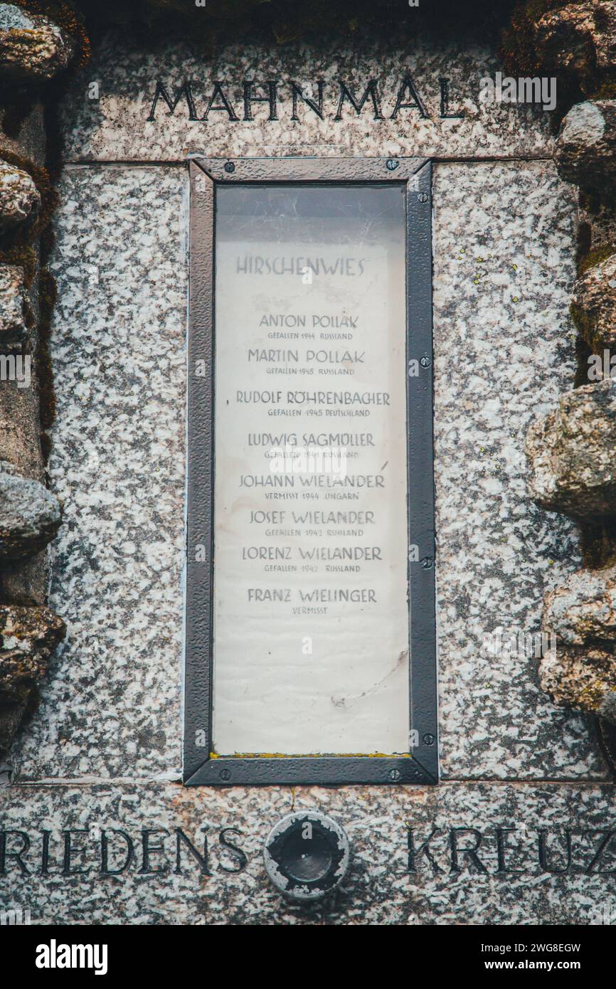 Memoriale per le vittime di guerra della seconda guerra mondiale alla sommità del Nebelstein (1017 m. ü.A.), Waldviertel, Austria Foto Stock
