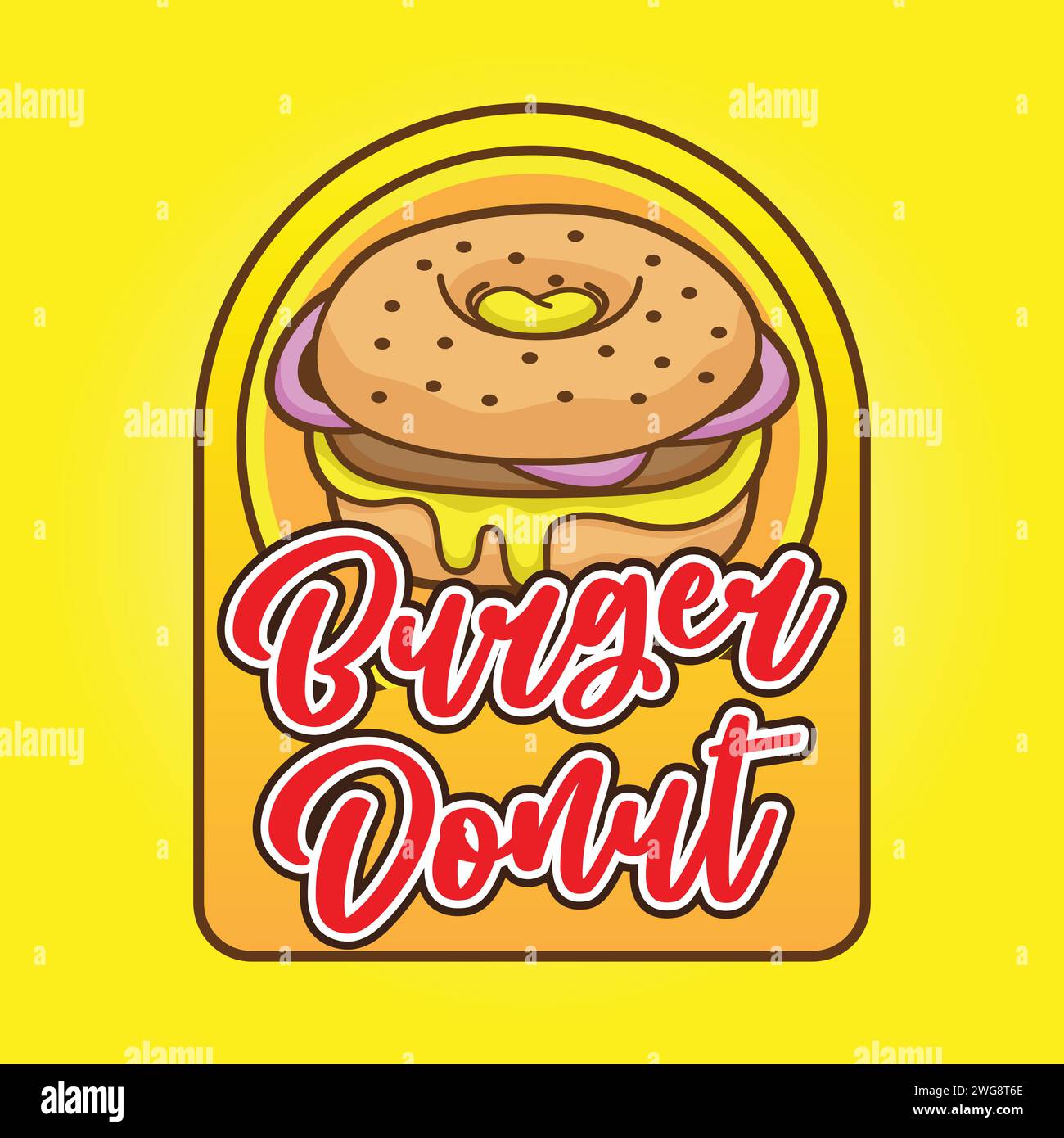 New York Donut Burger Logo Mascot Design Illustrazione Vettoriale