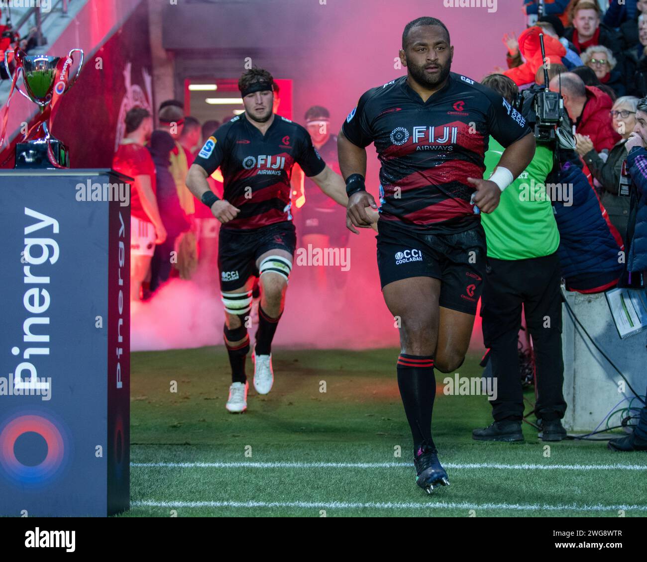 Cork, Irlanda. 3 febbraio 2024. George Bower dei Crusaders durante il test match tra Munster Rugby e Crusaders a Pairc UI Chaoimh a Cork, Irlanda, il 3 febbraio 2024 (foto di Andrew SURMA/ Credit: SIPA USA/Alamy Live News Foto Stock