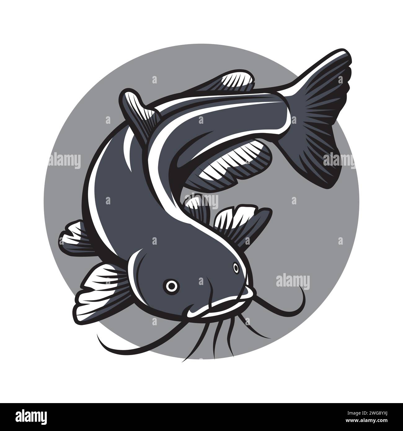 Catfish Fishing Logo Mascot Vector Design Illustrazione Vettoriale