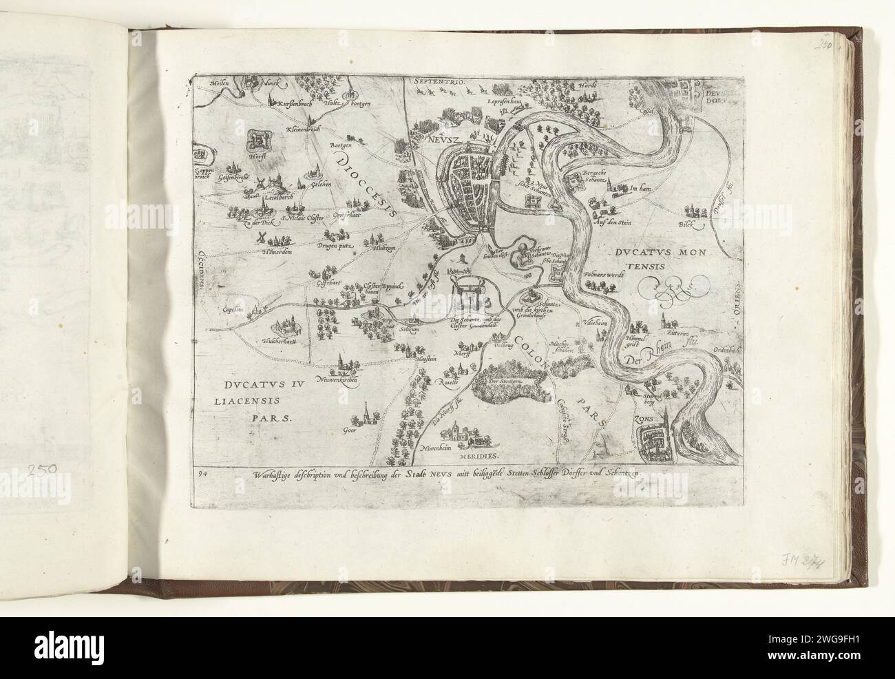 Mappa di Neuss e dintorni, 1585, 1585 - 1587 stampa Mappa di Neuss e dintorni, 1585. Episodio della guerra di Colonia. Con didascalia di 1 regola in tedesco. Numero: 94. Carta di Colonia mappe di incisione di paesi o regioni diversi Neuss Foto Stock