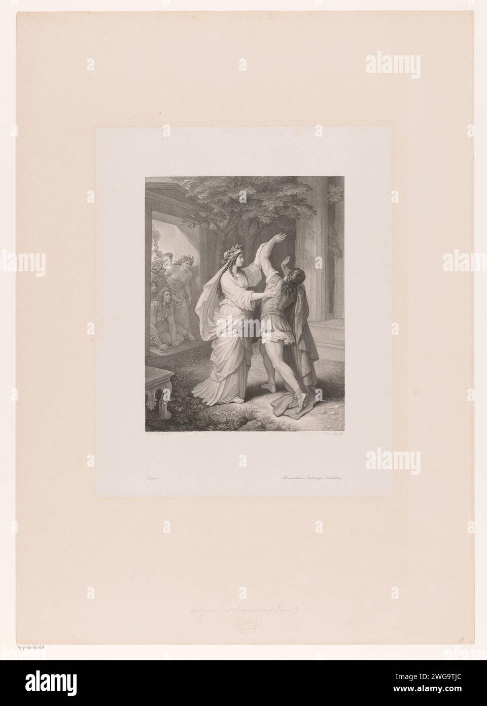 Iphigenia, Eugen Eduard Schaeffer, dopo Wilhelm von Kaulbach, 1812 - 1871 carta stampata. Incisione di Ifigenia. (Storia di) Ifigenia Foto Stock