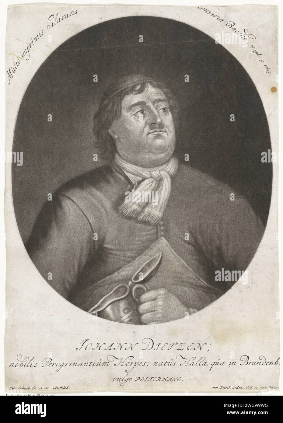 PortraT van Johann Dietzen, Pieter Schenk (i), 1670 - 1713 stampa Amsterdam cartaceo incisione Foto Stock