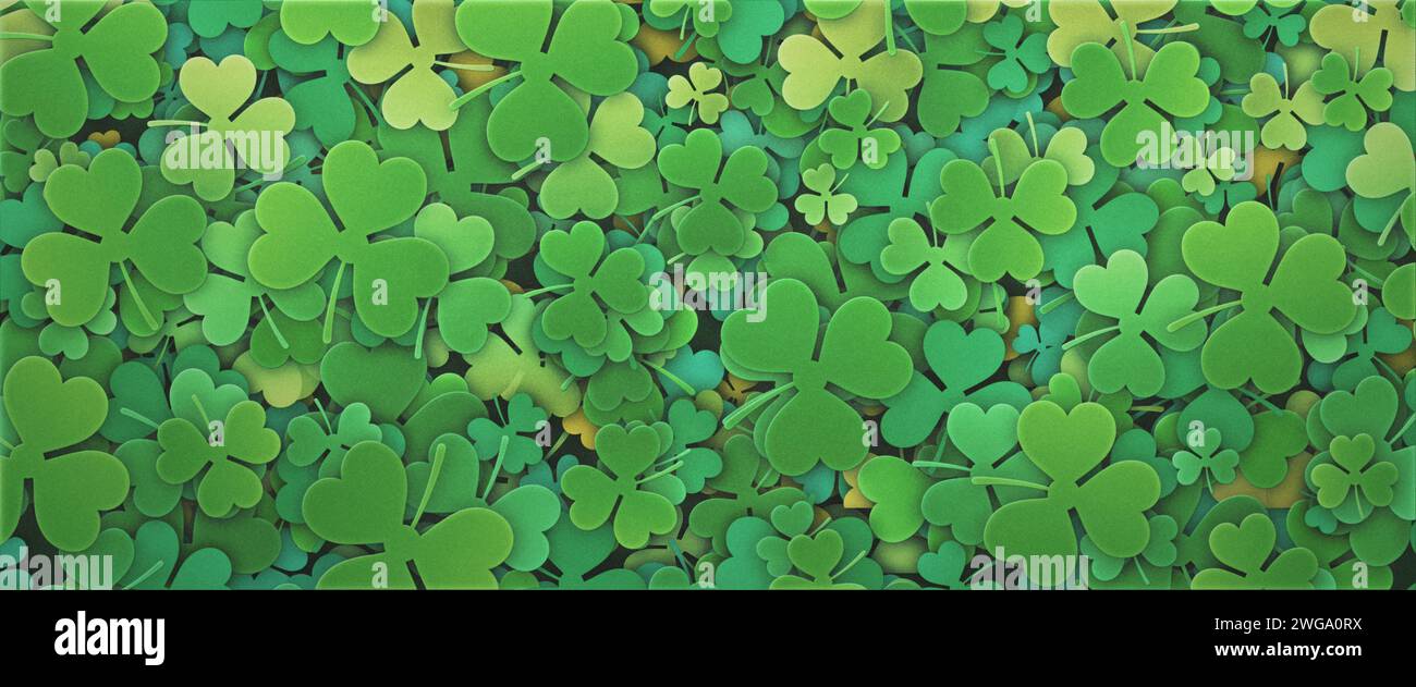 Giorno di San Patrizio, sfondo verde, pittura digitale Foto Stock