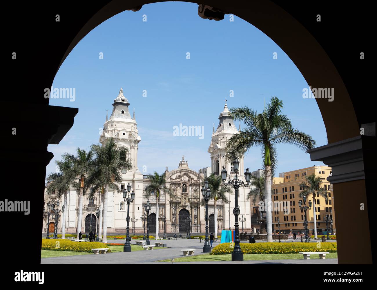 Cattedrale di Lima o basilica cattedrale di San Giovanni, Lima, Perù Foto Stock