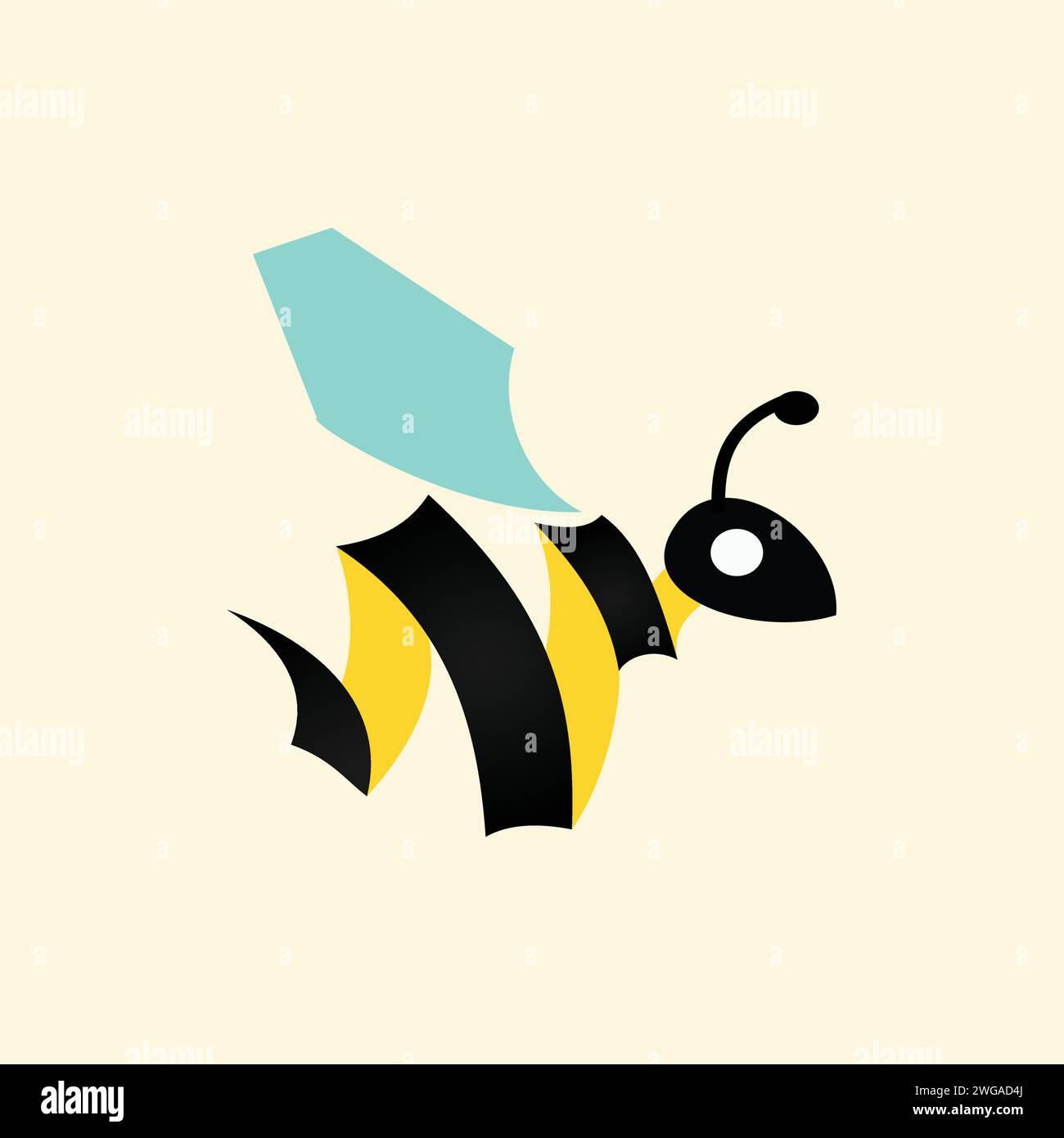 Un design creativo con un'ape dal corpo riccio e torcente. Illustrazione Vettoriale