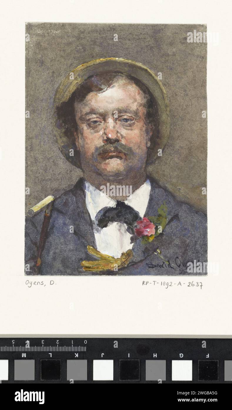 Ritratto di Pieter Oyens (un bon-vivant), David Oyens, c. 1880 - in o prima del 1892 disegno di un pennello di carta ritratto, autoritratto dell'artista. persone storiche Foto Stock
