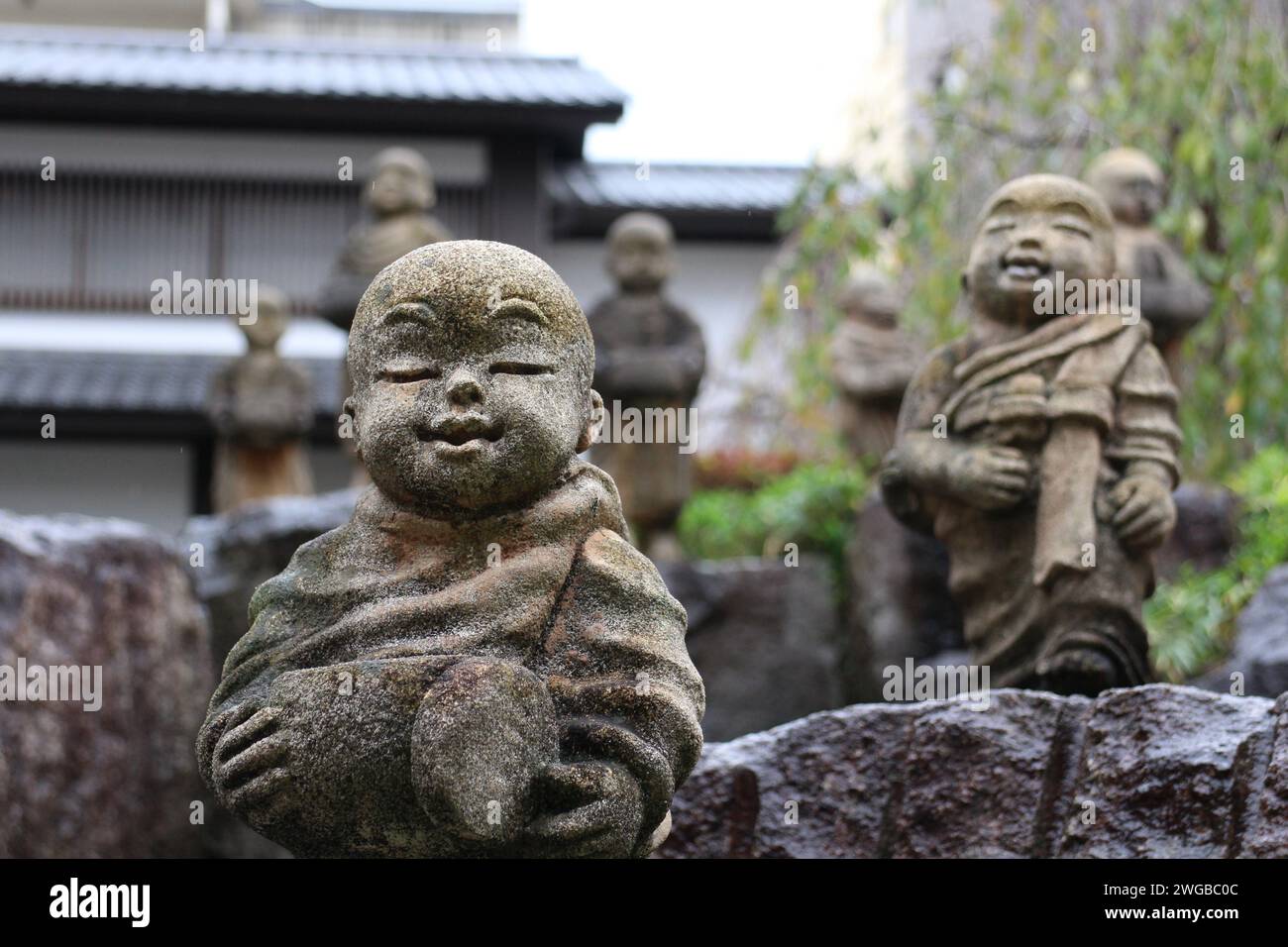 Jizo dei 16 Arhat nel Tempio di Rokkaku-do, Kyoto, Giappone Foto Stock