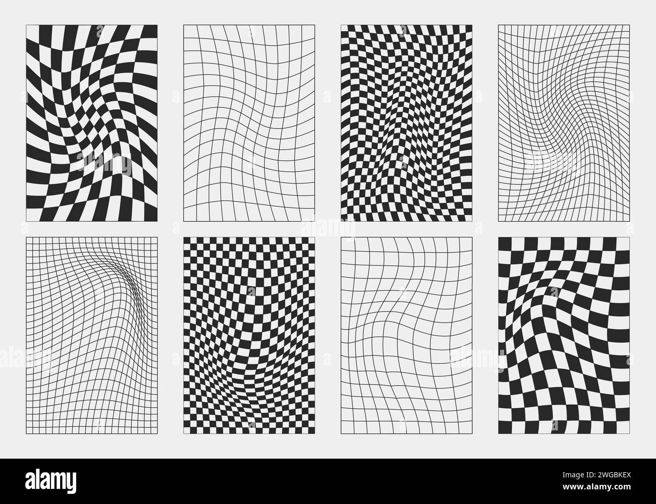 Wireframe astratti, elementi cyberpunk e griglie e sfere nere prospettiche. Set futuristico dal design geometrico surreale. Forme y2k psichedeliche. Rave Illustrazione Vettoriale