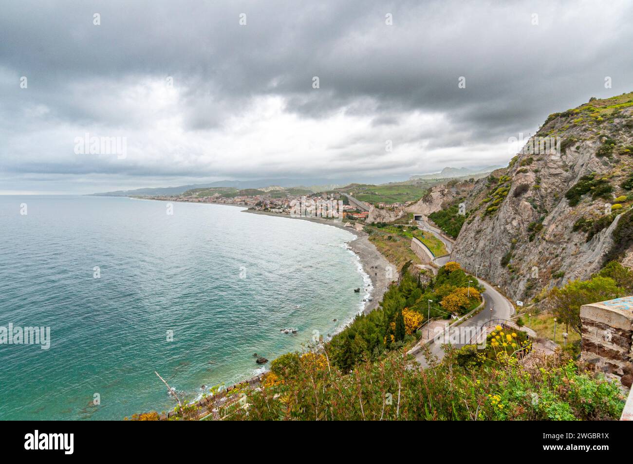 Vista della città di Bova Marina dal Santuario della Madonna del Mare Foto Stock