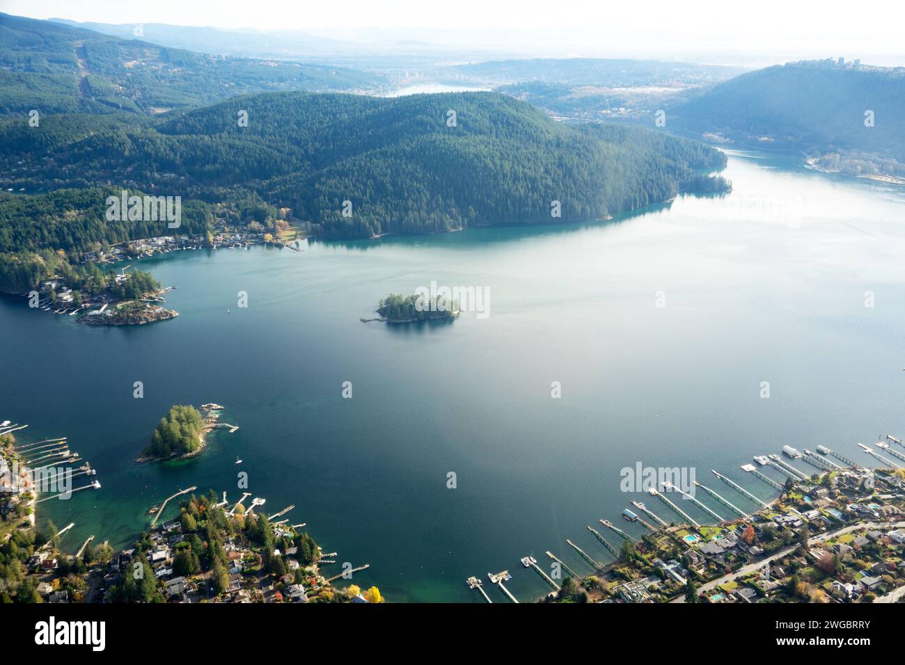 Vista aerea del paesaggio costiero, Vancouver, British Columbia, Canada Foto Stock