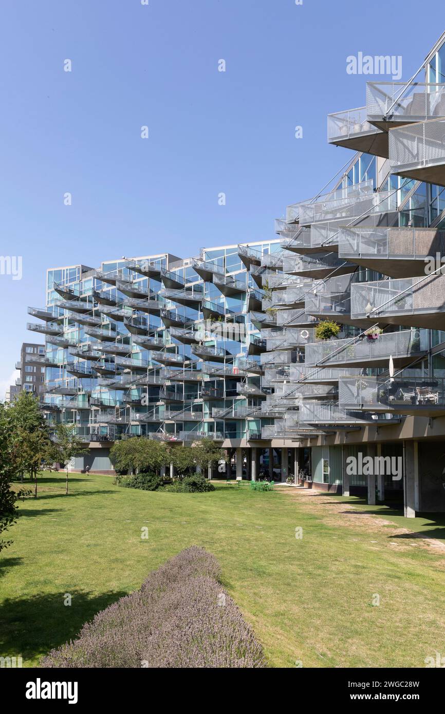 VM Houses ist ein Wohnprojekt bestehend aus zwei angrenzenden WohnhŠusern a Orestadt (¯restad), Kopenhagen, DŠnemark. DAS von JDS Architects und der Foto Stock