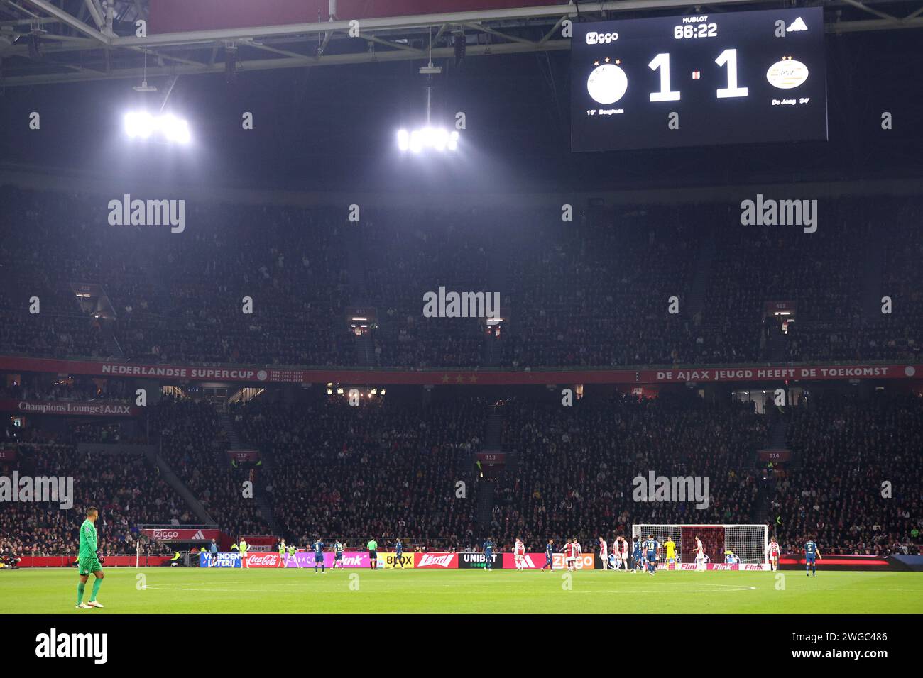 Amsterdam, Paesi Bassi. 3 febbraio 2024. AMSTERDAM, PAESI BASSI - 3 FEBBRAIO: stadio durante la partita di Eredivisie olandese tra AFC Ajax e PSV alla Johan Cruijff Arena il 3 febbraio 2024 ad Amsterdam, Paesi Bassi. (Foto di Peter Lous/Orange Pictures) credito: dpa/Alamy Live News Foto Stock