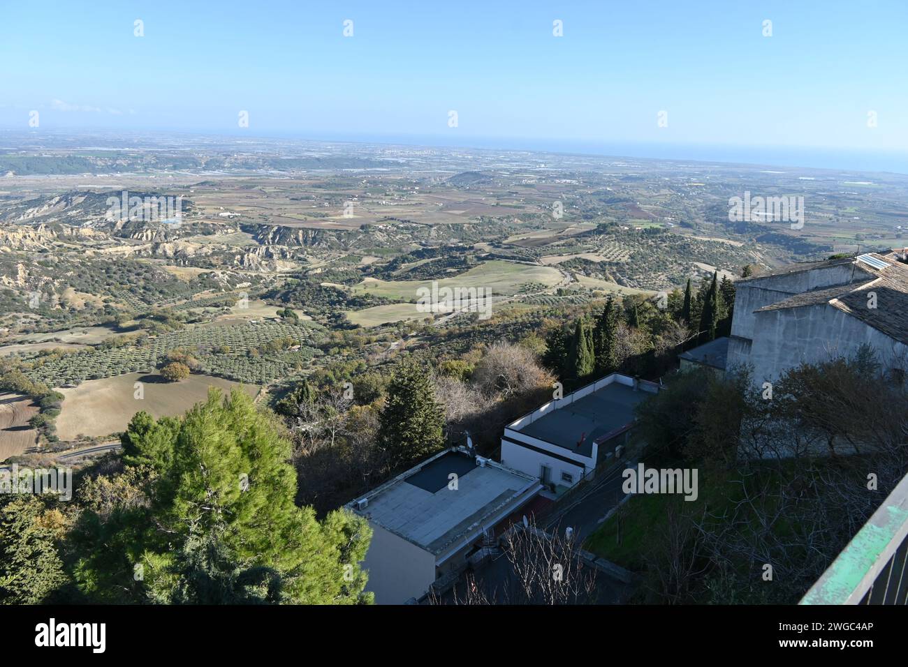 Il paesaggio nelle campagne della Basilicata vicino a Matera, Italia Foto Stock