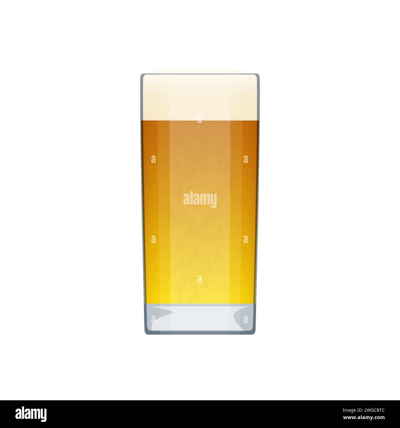 Bicchiere di birra, tazza da pub trasparente di bevanda alcolica gialla chiara artigianale illustrazione vettoriale Illustrazione Vettoriale