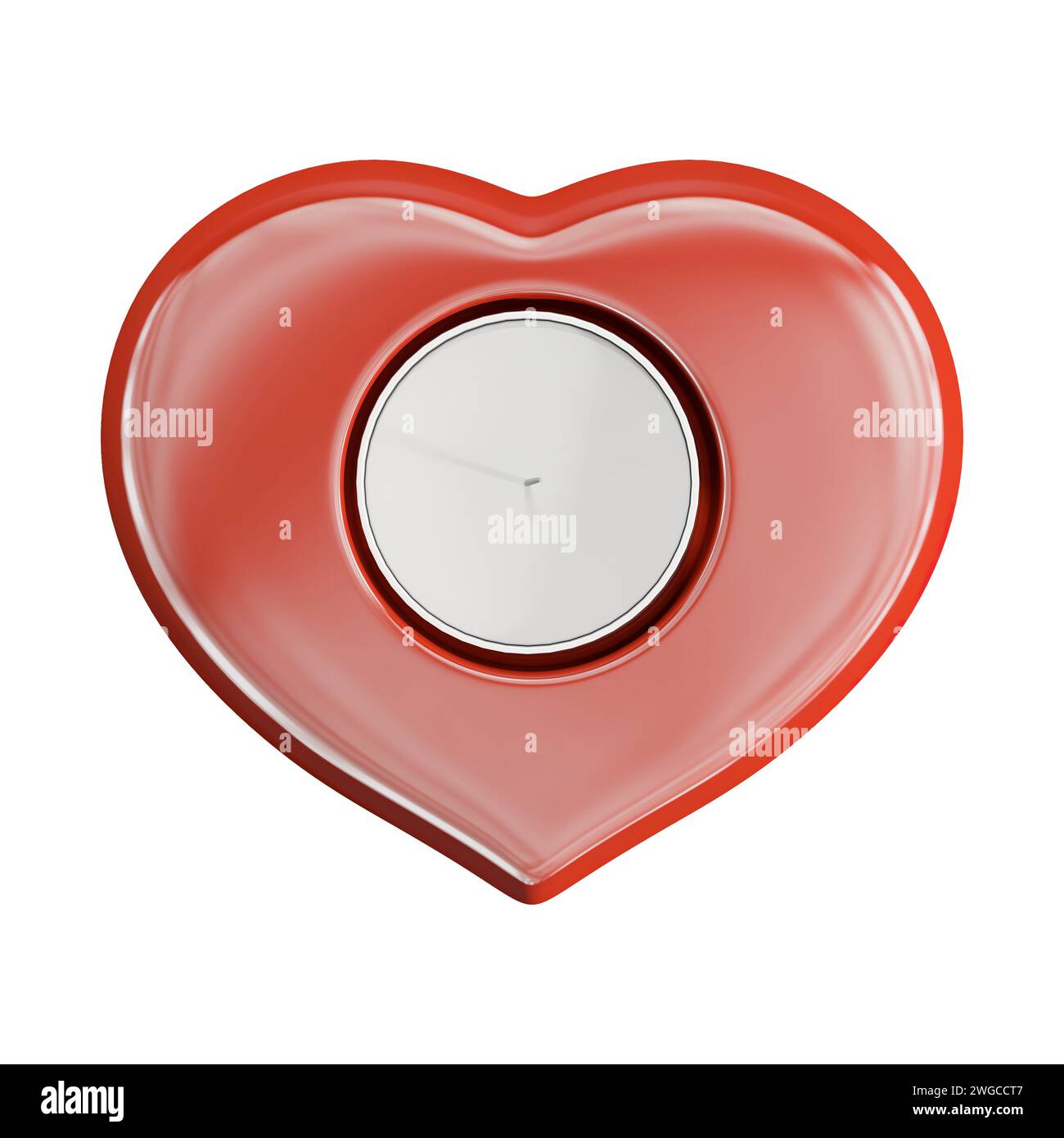 Rendering 3D di un portacandele a forma di cuore su sfondo bianco Foto Stock