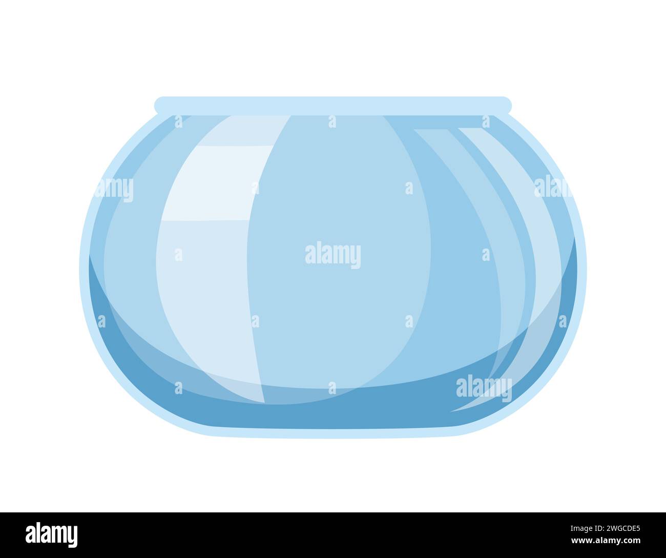 Acquario di vetro rotondo vuoto senza illustrazione vettoriale del coperchio isolato su sfondo bianco Illustrazione Vettoriale