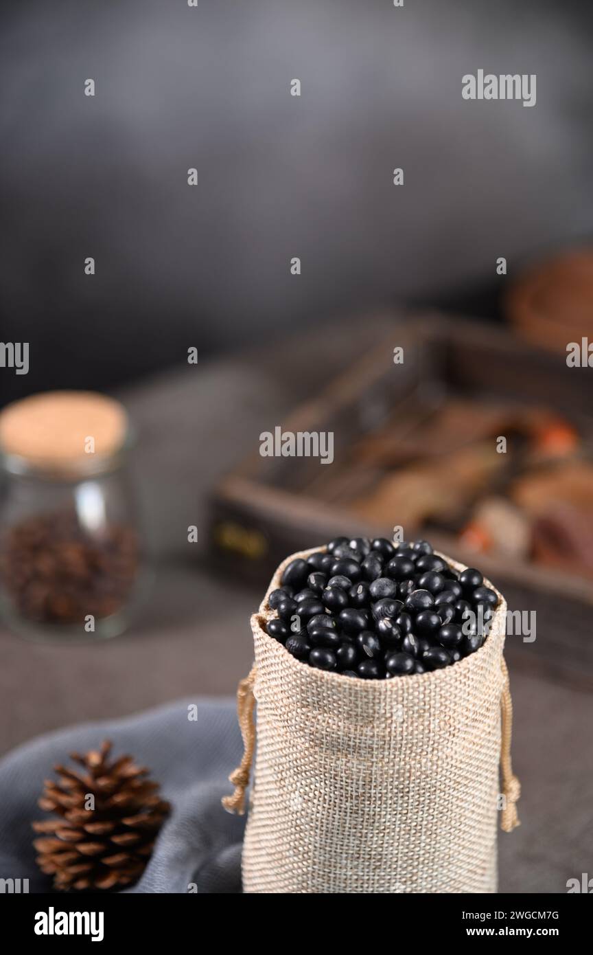 Immagini di fagioli neri, deliziosi e bellissimi fagioli neri, piatti di fagioli neri Foto Stock