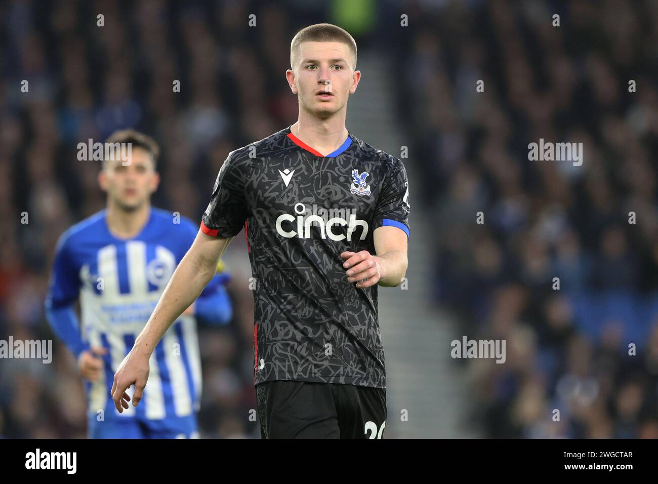 Adam Wharton in azione per il Crystal Palace FC all'AMEX Stadium Foto Stock