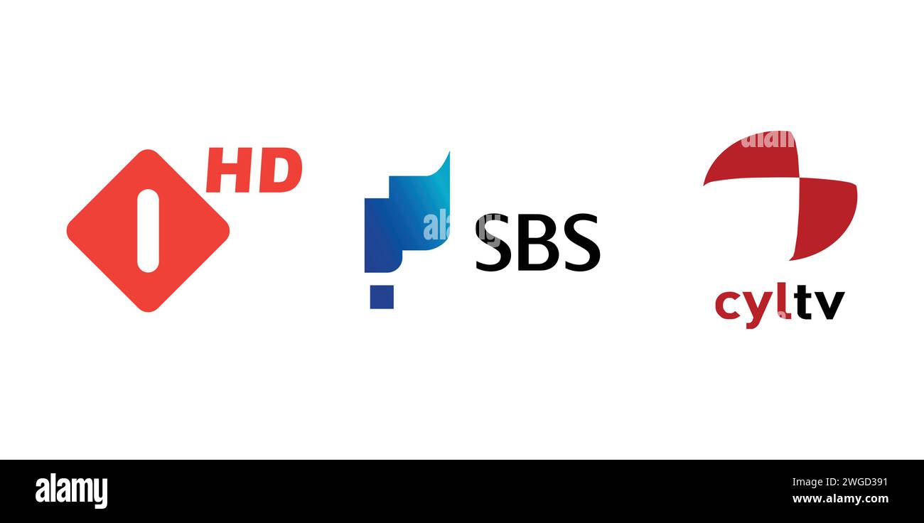 SBS, NL1 HD, TV Castilla y Leon. Emblema editoriale del marchio. Illustrazione Vettoriale