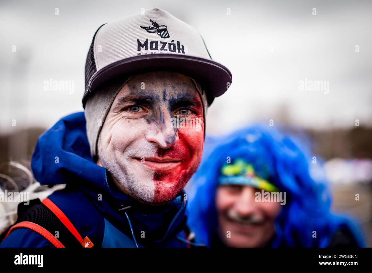 Tabor, Repubblica Ceca. 4 febbraio 2024. Gara maschile Junior durante i Campionati del mondo di ciclismo UCI a Tabor, Repubblica Ceca, il 4 febbraio 2024. Fan ceco. Crediti: Jaroslav Svoboda/CTK Photo/Alamy Live News Foto Stock