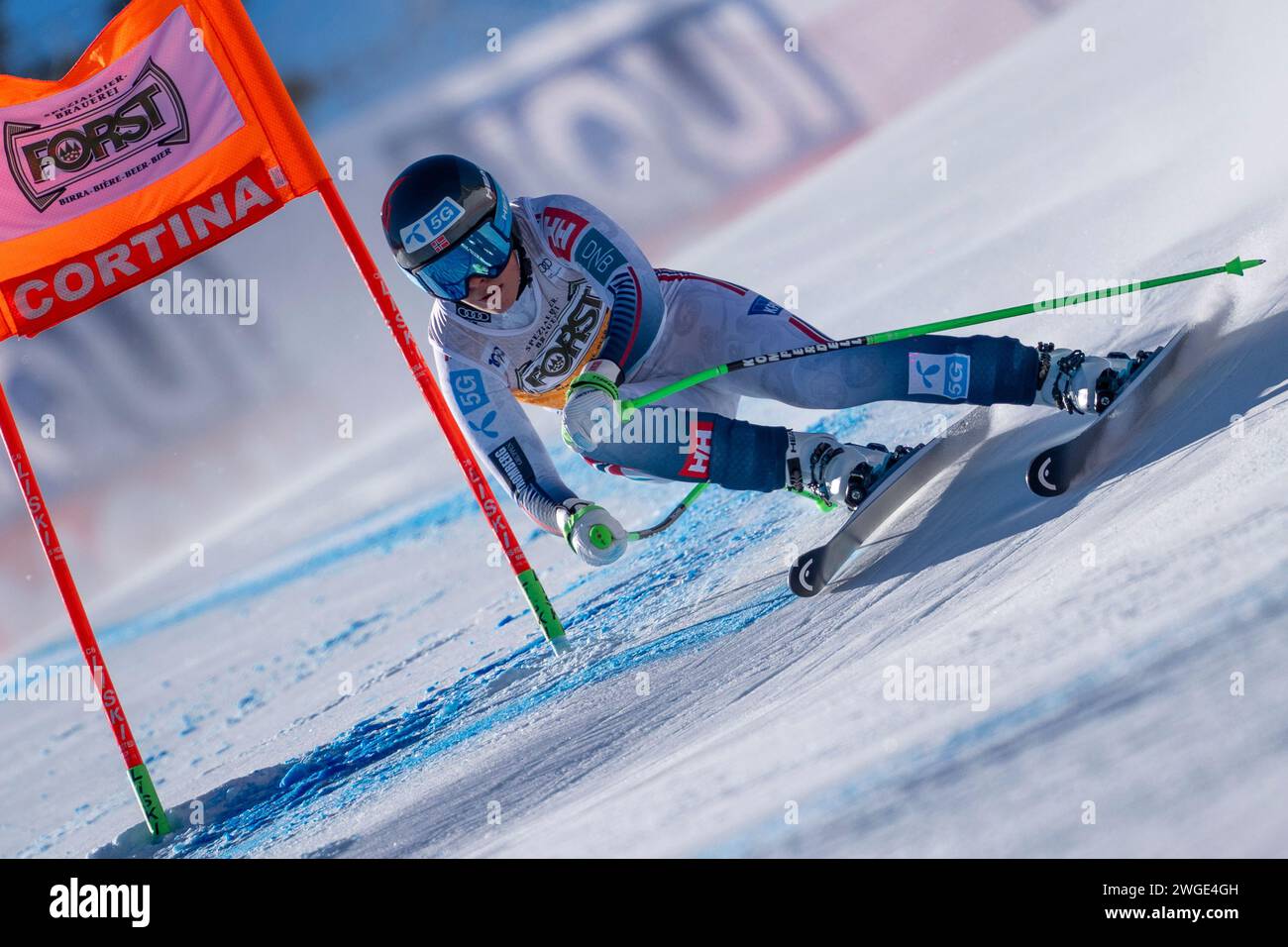 Cortina d’Ampezzo, Italia 27 gennaio 2024. LIE Kajsa Vickhoff (NOR) gareggia nella Audi Fis Alpine Ski World Cup Women's Downhill Race sull'Olym Foto Stock