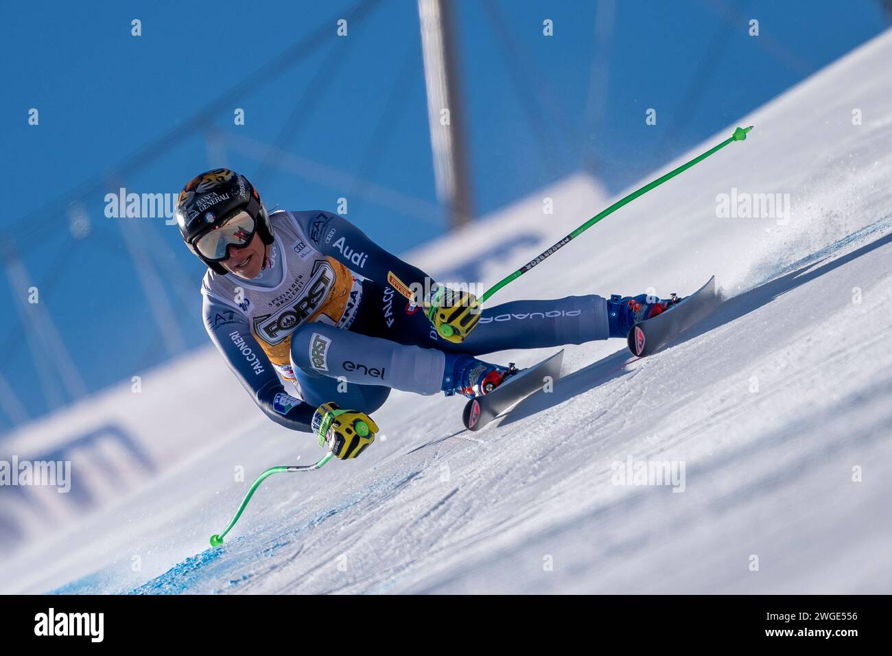 Cortina d’Ampezzo, Italia 27 gennaio 2024. BRIGNONE Federica (Ita) gareggia nella Audi Fis Alpine Ski World Cup Women's Downhill Race sull'Olymp Foto Stock